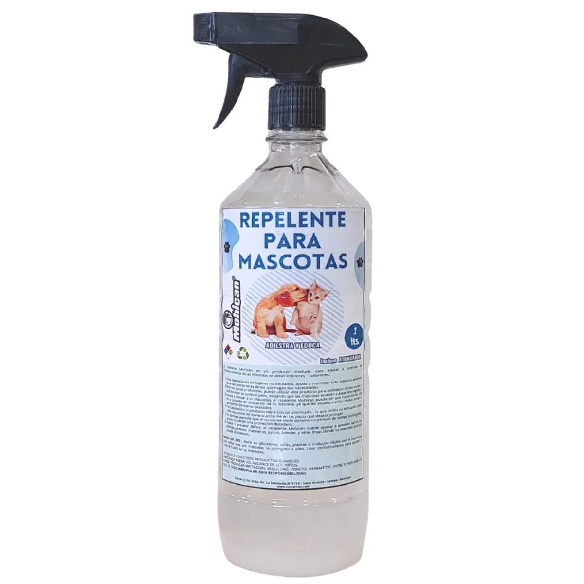 MOHICAN - REPELENTE PARA PERROS Y GATOS 1 LITRO MOHICAN CON ATOMIZADOR