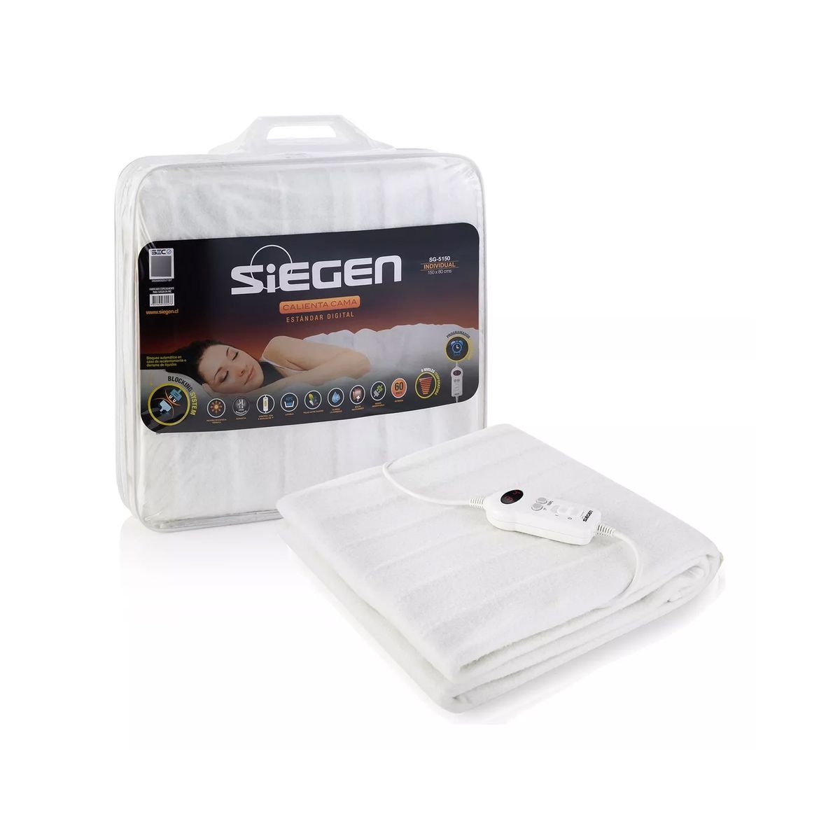 Calientacama Siegen SG-5150 1 Plaza 150x80 Programable, marca SIEGEN - Foto Principal