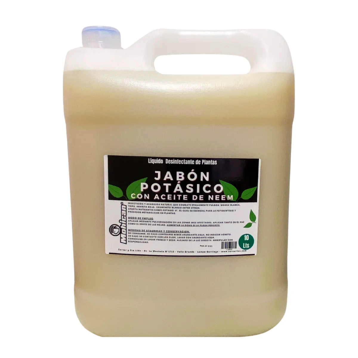 MOHICAN - JABON POTÁSICO LIQUIDO CON ACEITE DE NEEM 10 LTS