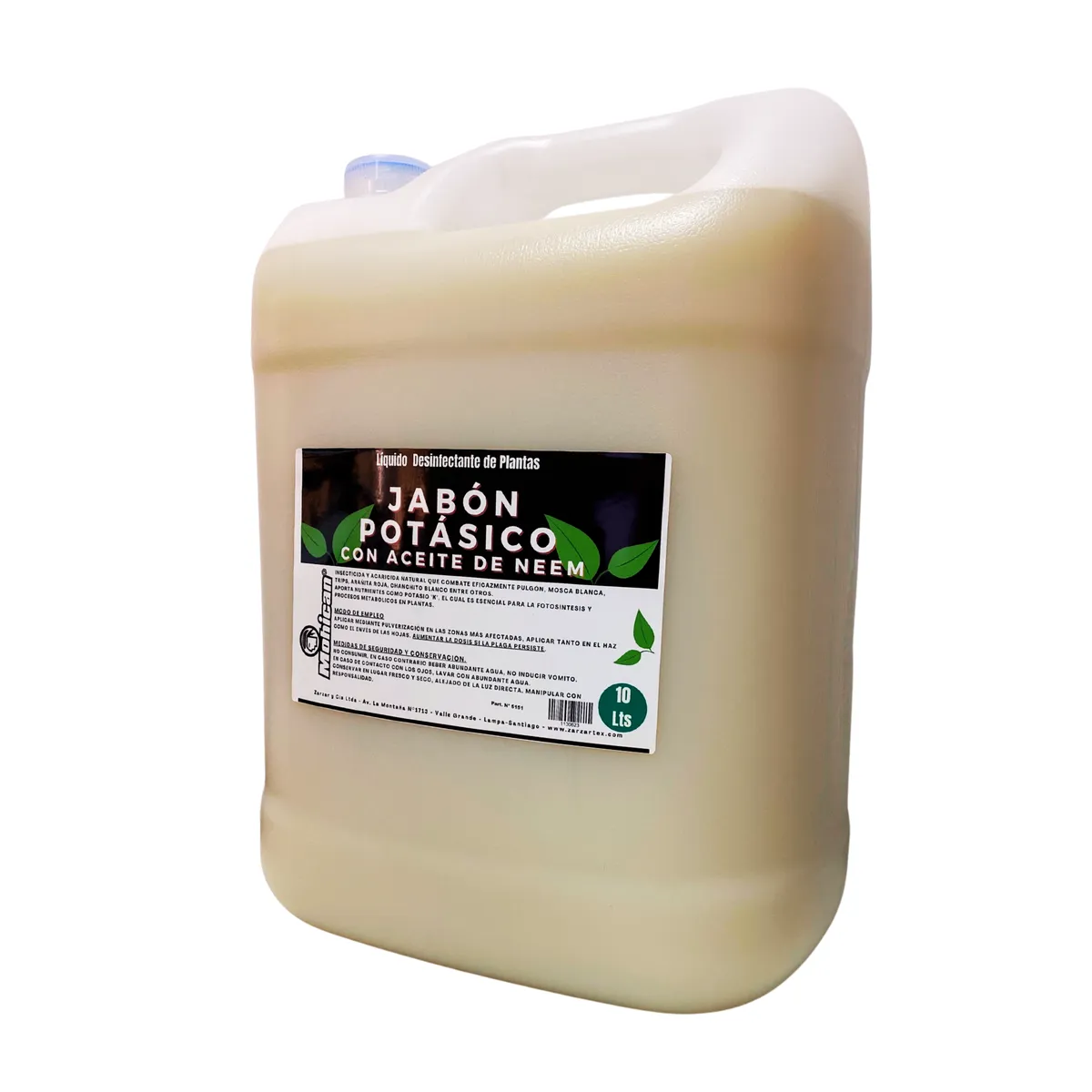 MOHICAN - JABON POTÁSICO LIQUIDO CON ACEITE DE NEEM 10 LTS