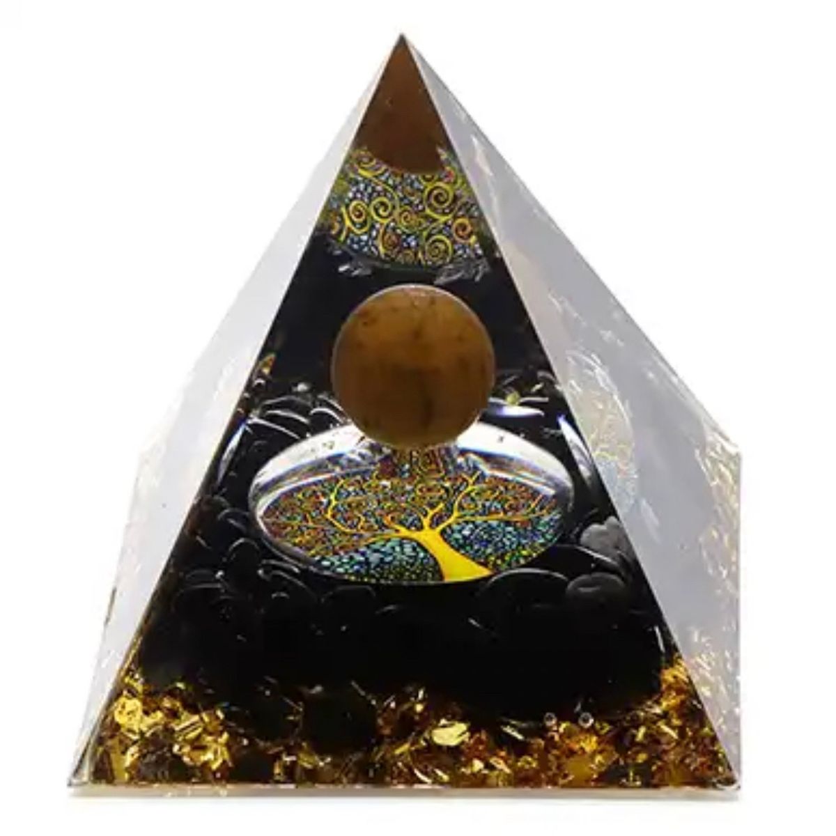 GENERICO - PIRAMIDE POSITIVA CALMANTE CRISTAL CURATIVO 5 X 5 X 5 CMS OJO DE TIGRE