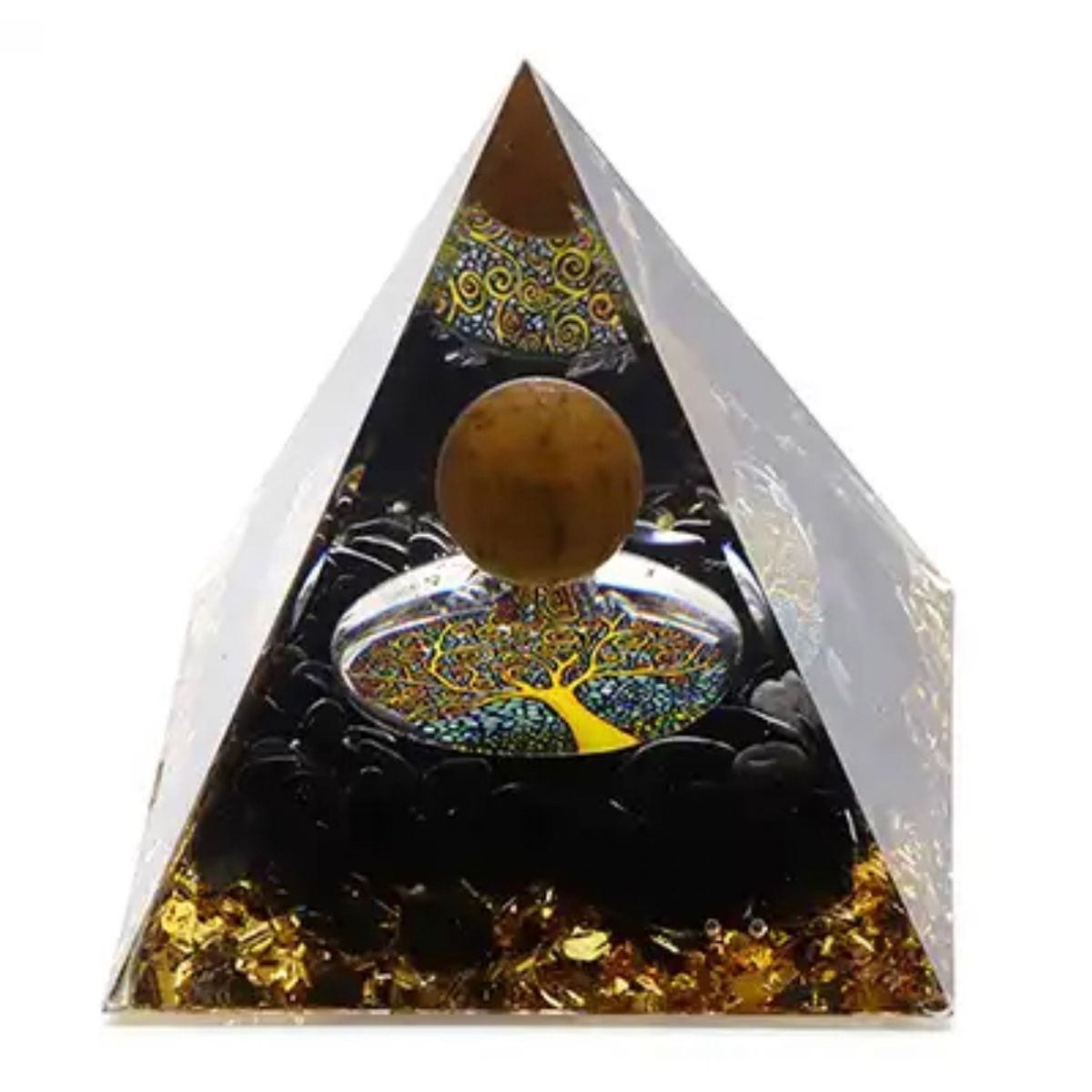 GENERICO - PIRAMIDE POSITIVA CALMANTE CRISTAL CURATIVO 5 X 5 X 5 CMS OJO DE TIGRE