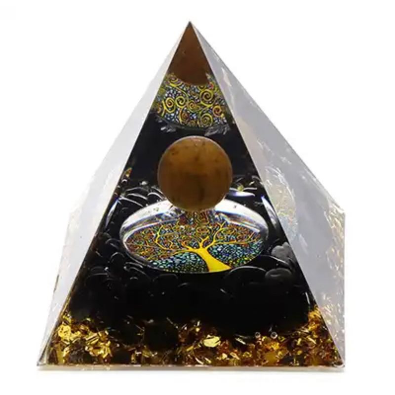 GENERICO - PIRAMIDE POSITIVA CALMANTE CRISTAL CURATIVO 5 X 5 X 5 CMS OJO DE TIGRE