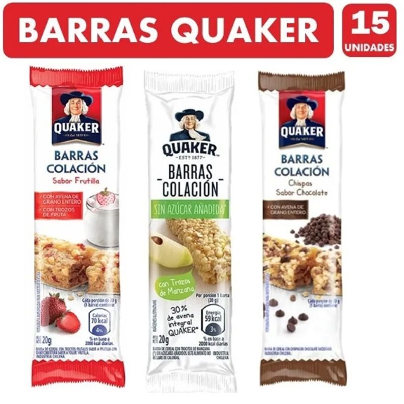 QUAKER - Barras De Cereal Quaker, Sabores Surtidos (pack 15 Unidades)