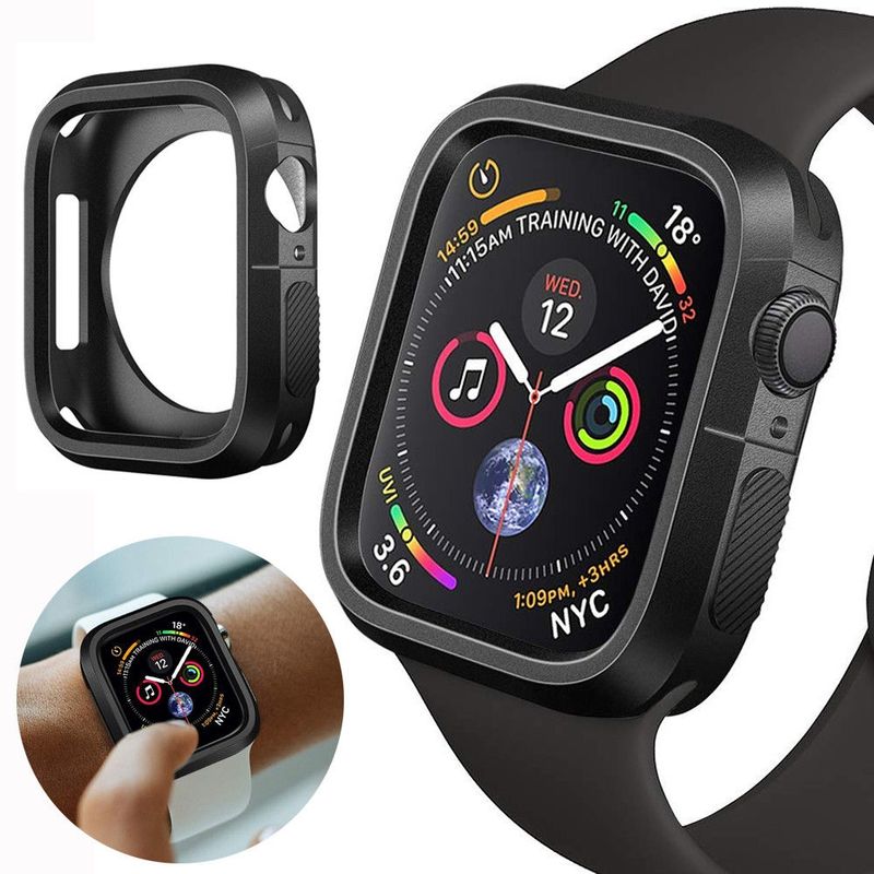 GENERICO - 2 Lamina + Funda Para Apple Watch 44mm Negra.