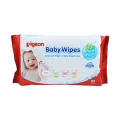 PIGEON - Toallitas Húmedas Baby Wipes 99% Pure Water, 82 Un.
