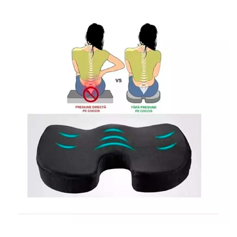 GENERICO - Cojín Coxis Ortopédico Ergonómico Con Memoria Asiento