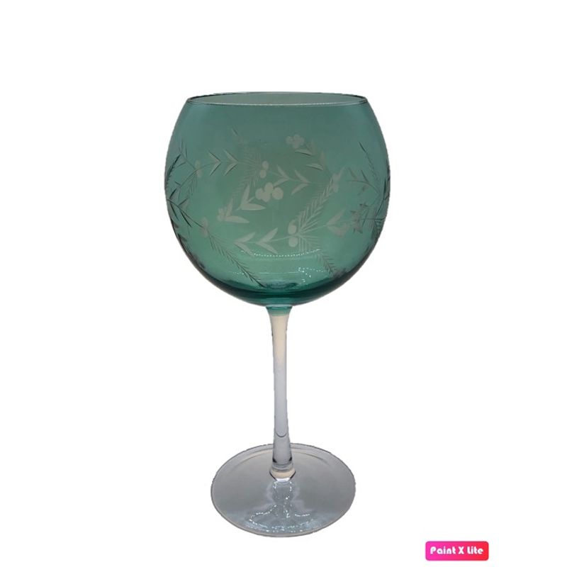 CRISTALES LIBELULA - Copa cristal Cristales Libélula modelo globo verde tallada 400ml
