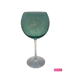 CRISTALES LIBELULA - Copa cristal Cristales Libélula modelo globo verde tallada 400ml