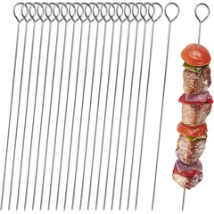 GENERICO - Set 20 Pinchos Brochetas Anticucho Acero Inoxidable 30cm