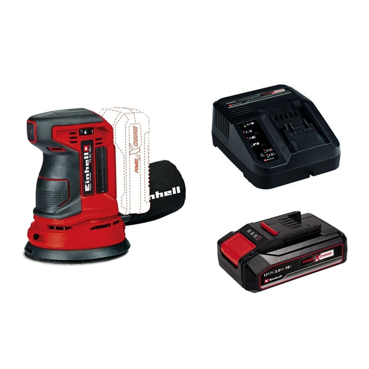 EINHELL - Lijadora Roto Orbital 18v 125mm Bateria  Cargador Einhell