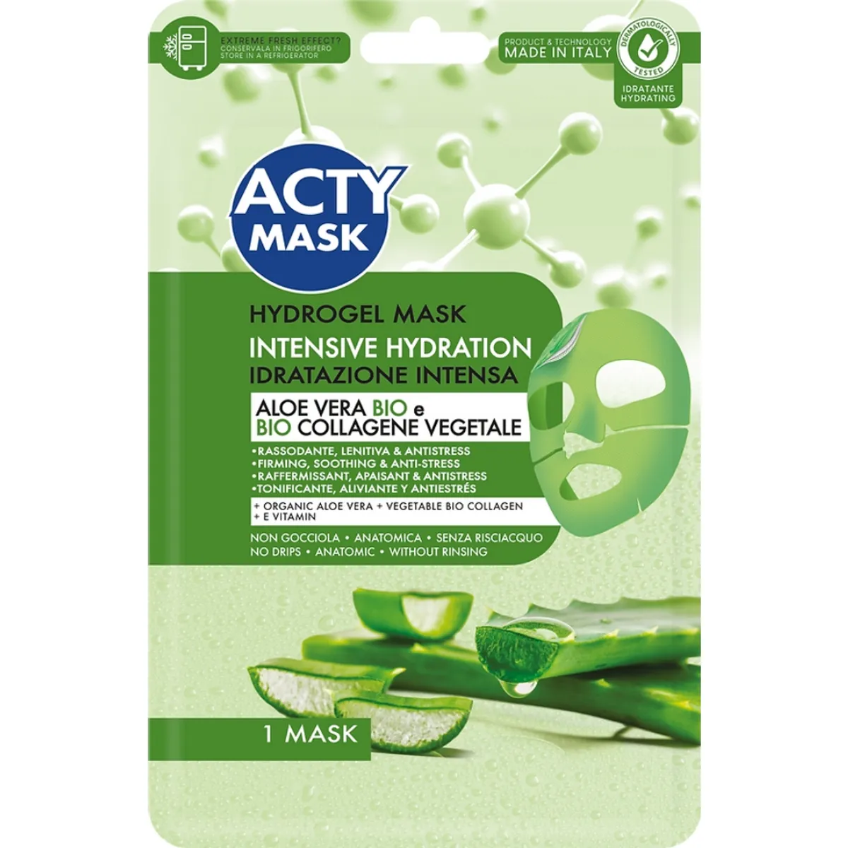 ACTY MASK - Mascarilla Facial de Hidratación Intensa con Aloe Vera Orgánico y Colágeno Vegetal Bio