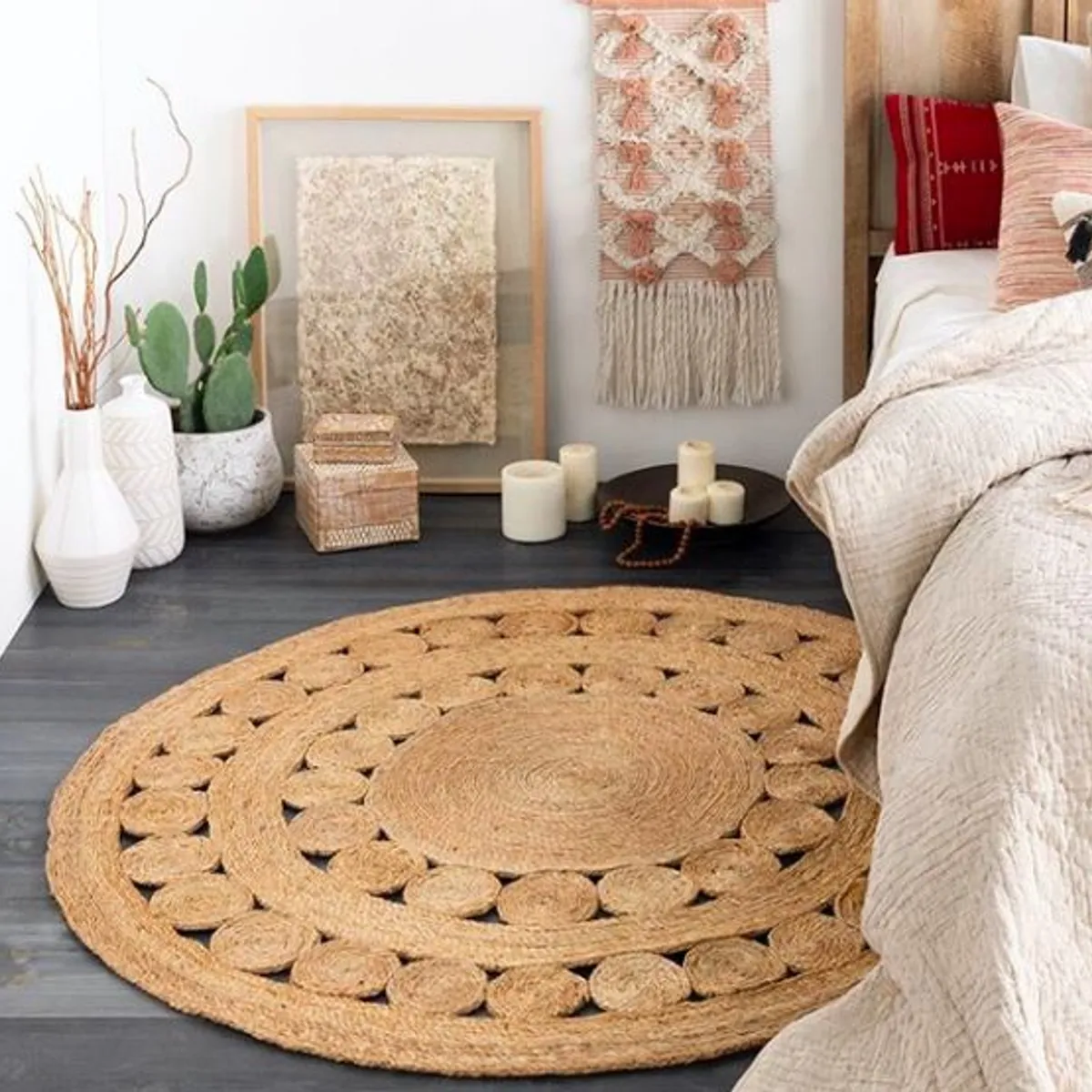 TRIBUS DEL MUNDO - Alfombra Redonda Yute 140 cm Bombay