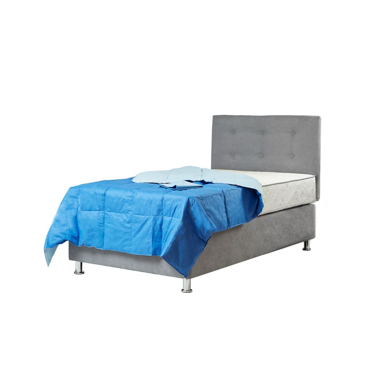 SPOMO - Box Americano Alegro T3500 Capitoné 1,5 PL Gris + Plumón Pluma