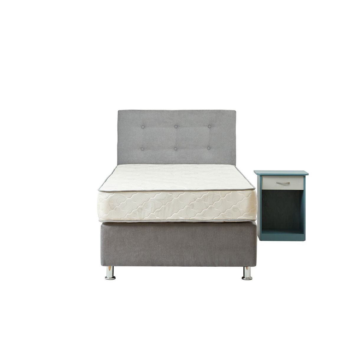 SPOMO - Box Americano Alegro T3500 Capitoné 1,5 PL Gris + Velador