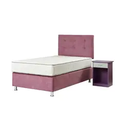 SPOMO - Box Americano Alegro T3500 Capitoné 1,5 Plazas Morada + Velador