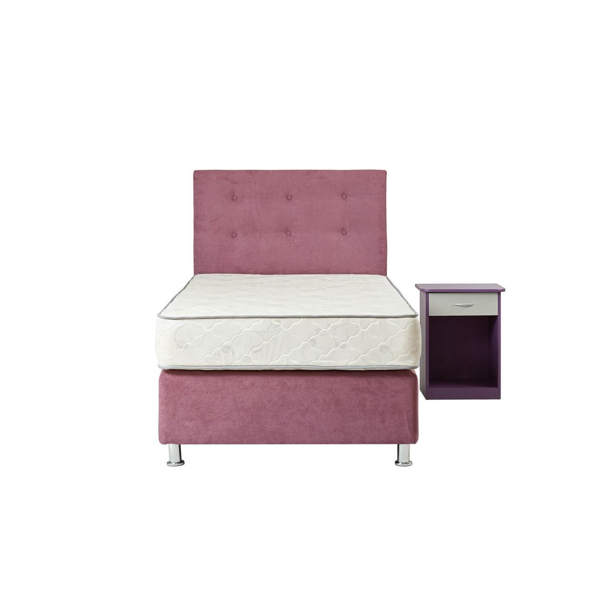 SPOMO - Box Americano Alegro T3500 Capitoné 1,5 Plazas Morada + Velador