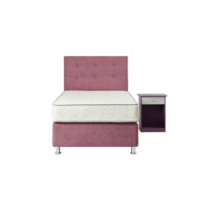 Imagen 2 del producto Box Americano Alegro T3500 Capitoné 1,5 Plazas Morada + Velador