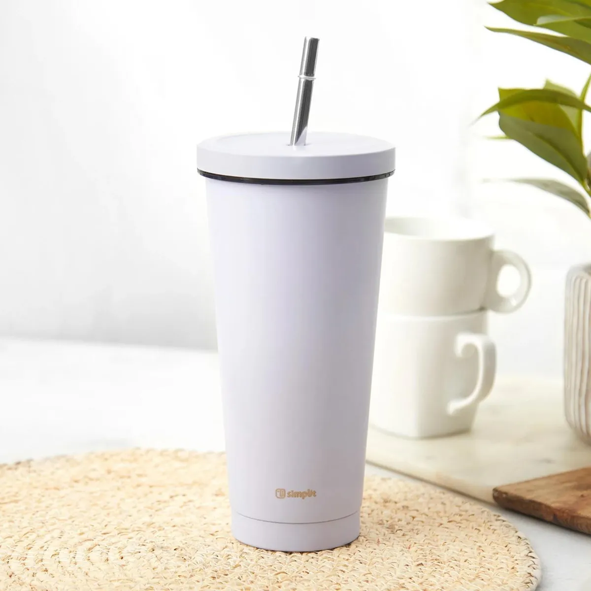 SIMPLIT - Vaso Térmico Tumbler 750ml Tapa y Bombilla Morado Simplit - Violeta oscuro