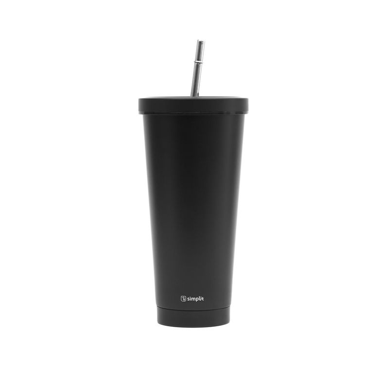 SIMPLIT - Vaso Térmico Tumbler 750ml Tapa y Bombilla Morado Simplit - Negro