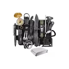 IMPORTCLICK - Kit Supervivencia Emergencia Multiherramienta 18 Piezas - Negro