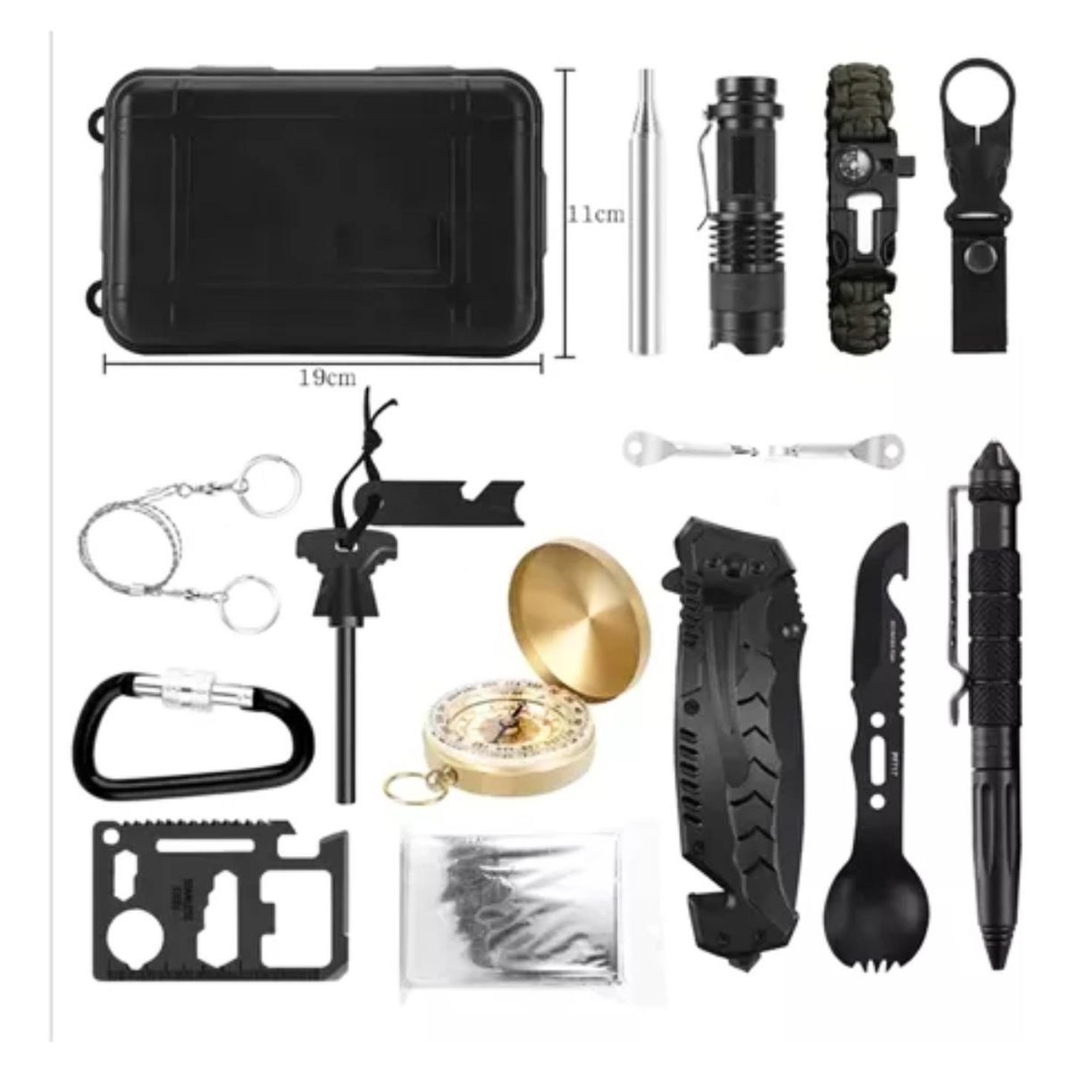 IMPORTCLICK - Kit Supervivencia Emergencia Multiherramienta 18 Piezas - Negro