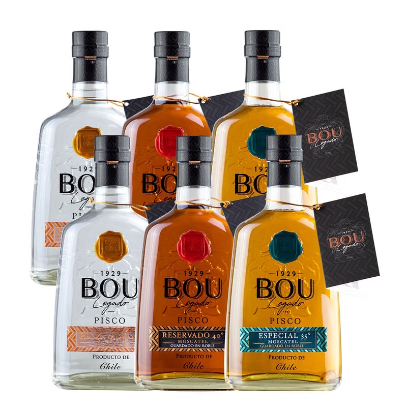 BOU - CAJA X 6 PISCO MIX BOU LEGADO VARIEDADES