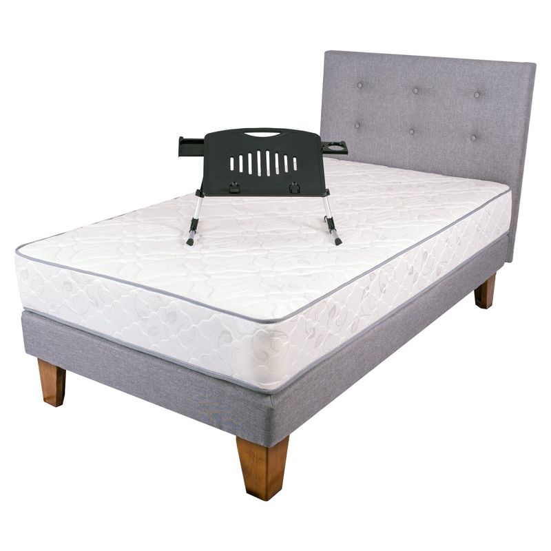 SPOMO - Eurobox FisioFlex Capitoné 1,5 PL Silver + Mesa Notebook Ne