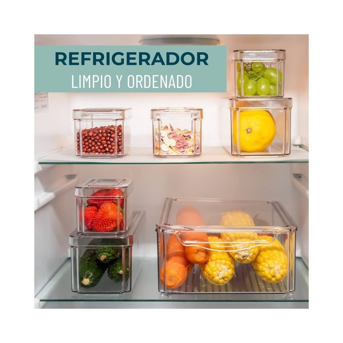 U BUY - Organizador Refrigerador Cocina Set 7 Contenedores Con Tapa