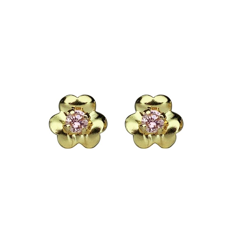 MODAS LILLO - Aro Niña Flor Rosa Oro 18k Joyas Modas Lillo