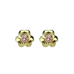 MODAS LILLO - Aro Niña Flor Rosa Oro 18k Joyas