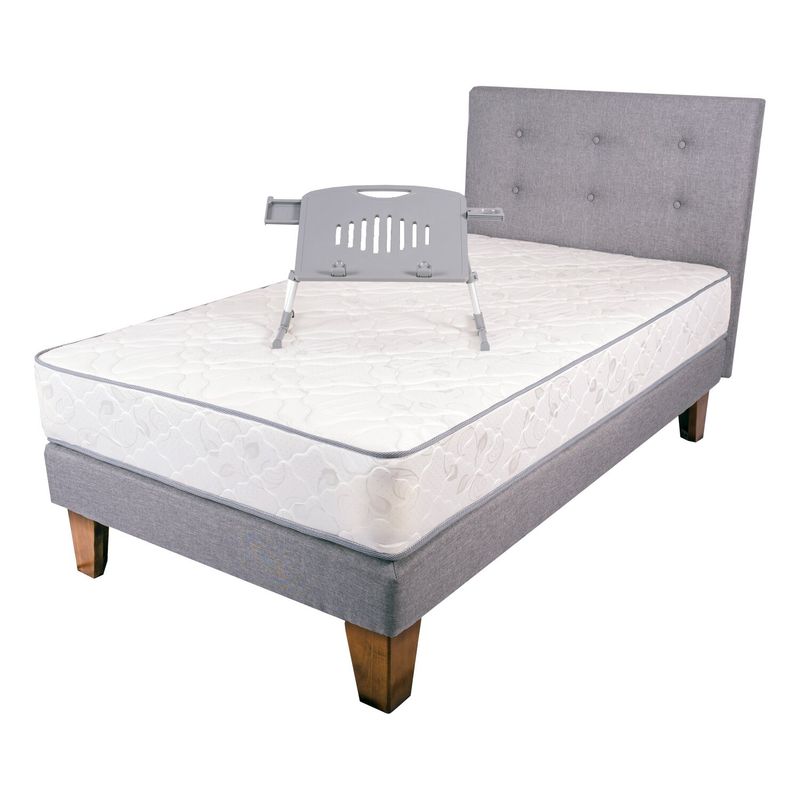 SPOMO - Eurobox FisioFlex Capitoné 1,5 PL Silver + Mesa Notebook Gr