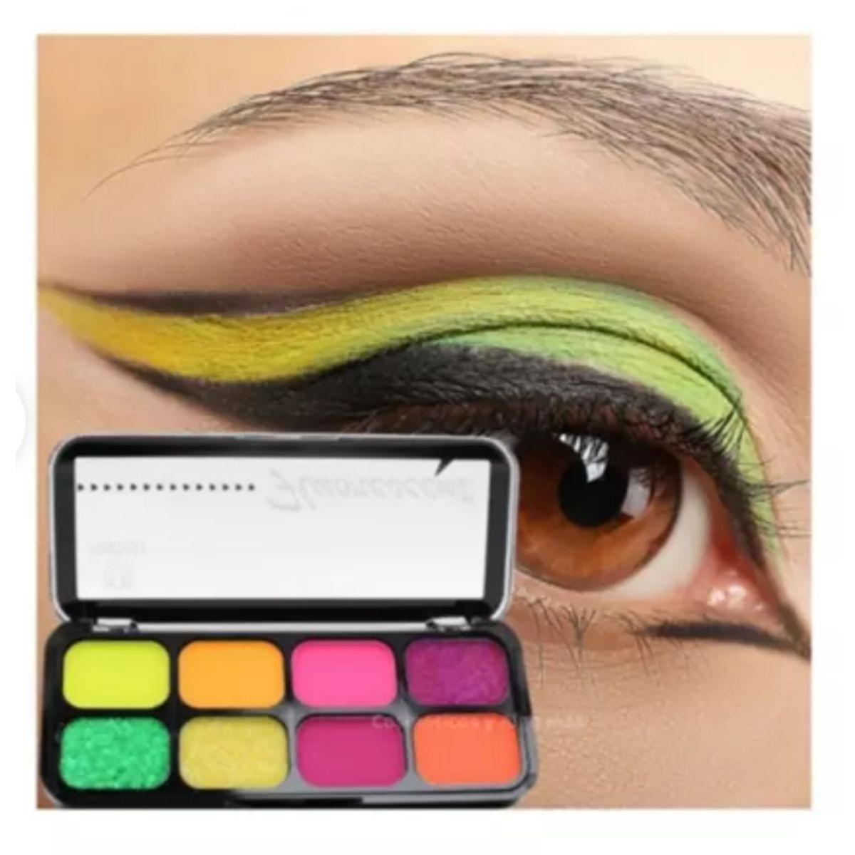 GENERICO - Paleta de sombras de cartera 8 Tonos matte neon y glitter
