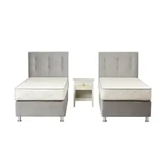 SPOMO - Combo Duplex Alegro T3500 Capitoné 1 Plaza Silver+ Velador