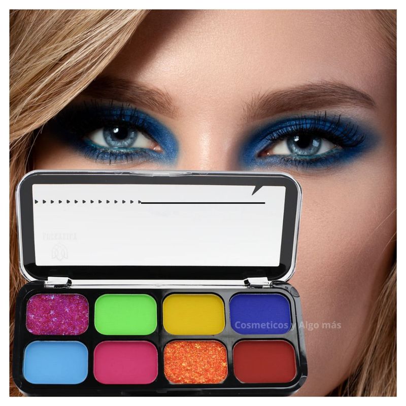 GENERICO - Paleta de sombras de cartera 8 Tonos matte neon y glitter