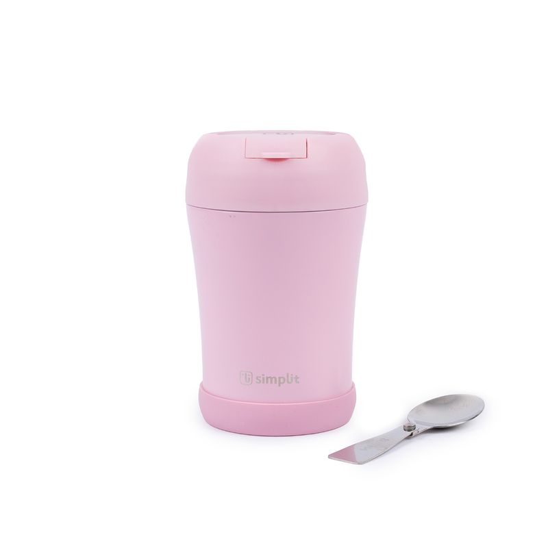 SIMPLIT - Termo Comida 400ml Rosado Cuchara Acero Inox Simplit