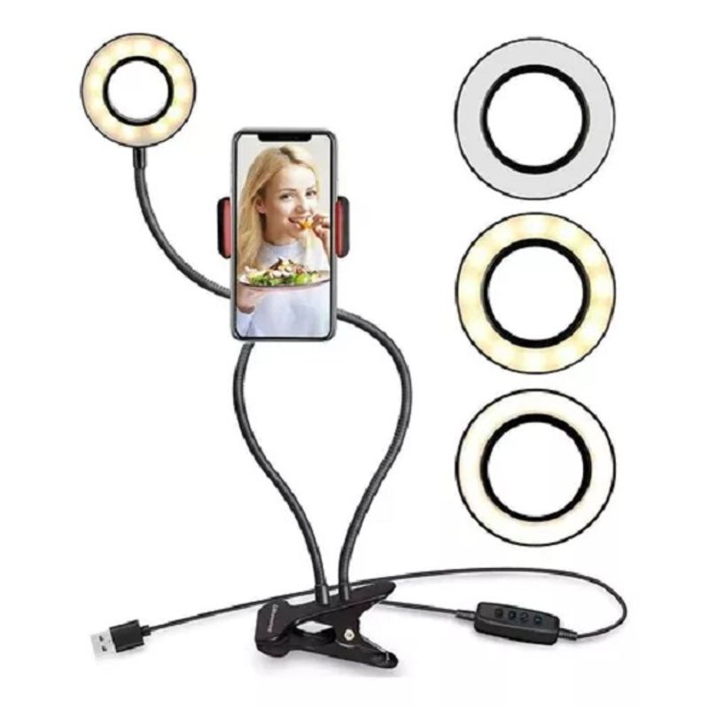 GENERICO - Lámpara Escritorio Aro Luz Fotografia Led Selfie Tiktok 2en1 262005