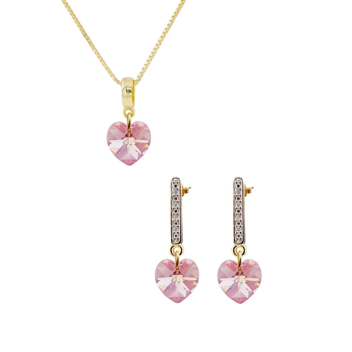 JOYAS MONTERO - Conjunto Romance Gold 24K creado con cristales de Swarovski® Light Rose