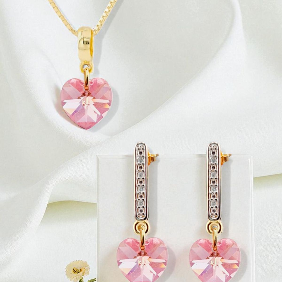 JOYAS MONTERO - Conjunto Romance Gold 24K creado con cristales de Swarovski® Light Rose