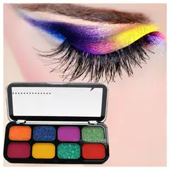 GENERICO - Paleta de sombras de cartera 8 Tonos matte neon y glitter