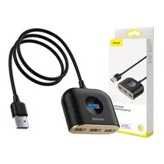 BASEUS - Adaptador Hub 4 En 1 Usb 3.0 2.0 5gbs Negro