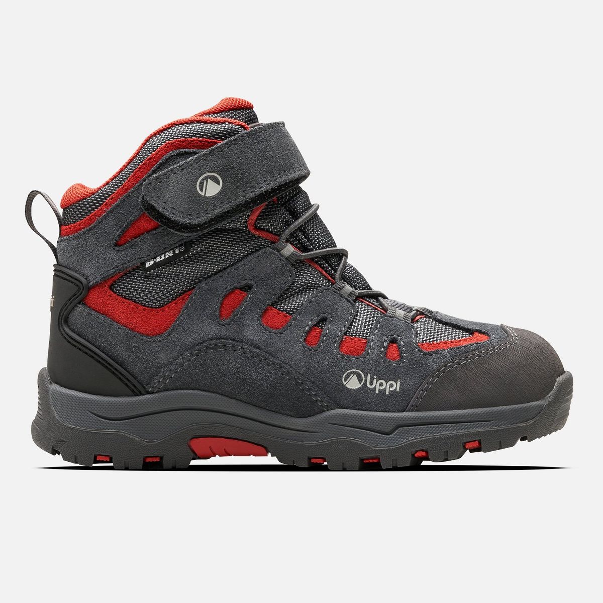 LIPPI - Botín Niño  Puelo CS HI Velcro Gris Medio Rojo Oscuro Lippi