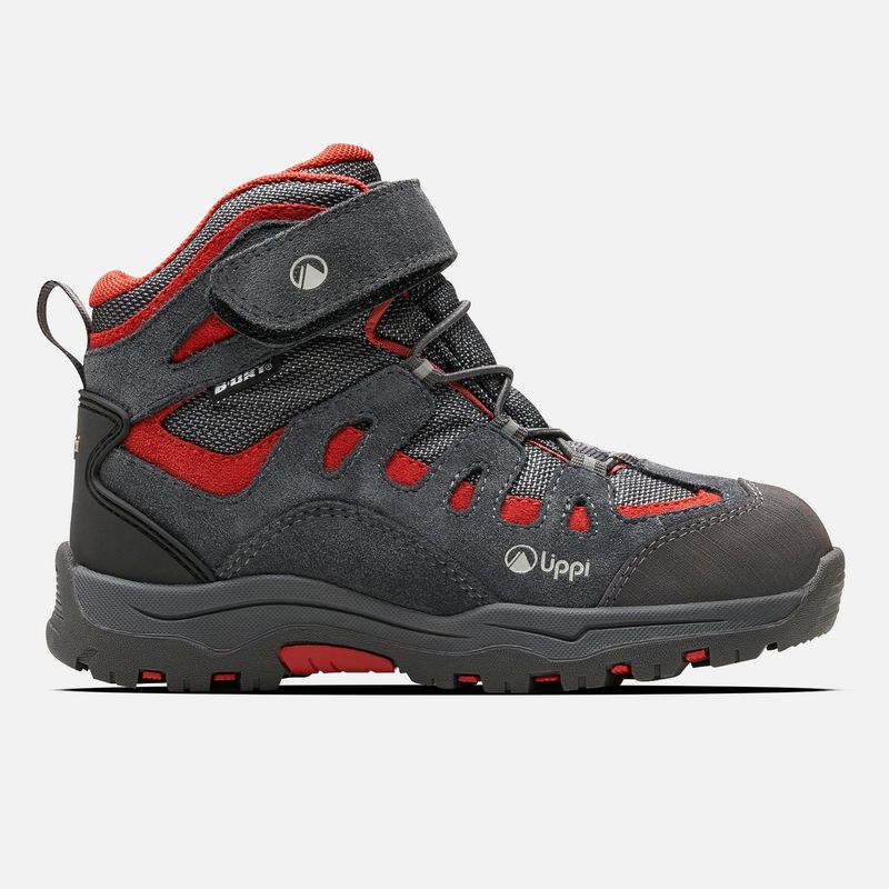 LIPPI - Botín Niño  Puelo CS HI Velcro Gris Medio Rojo Oscuro Lippi