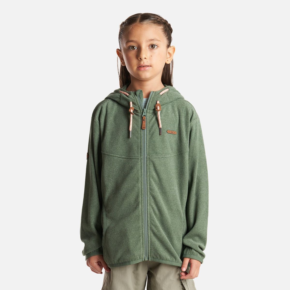 LIPPI - Poleron Niña Stripes Nano-F Full Zip Hoody Verde Botella Lippi