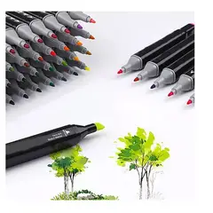 GENERICO - Set 48 Marcadores Doble Punta Con Estuche Plumones Artís.