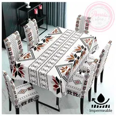 GENERICO - Set De Mantel Comedor Impermeable + 6 Fundas / Silla Stars