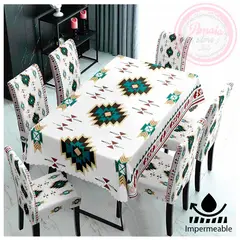GENERICO - Set De Mantel Comedor Impermeable + 6 Fundas / Silla Moderno