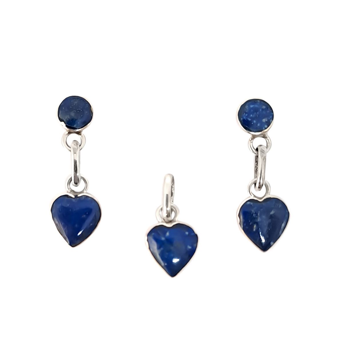 COGGIOLA - Set Corazón Colgante Aros Lapislázuli Plata Fina 950