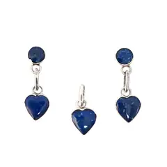 ANDREA COGGIOLA JOYAS - Set Corazón Colgante Aros Lapislázuli Plata Fina 950