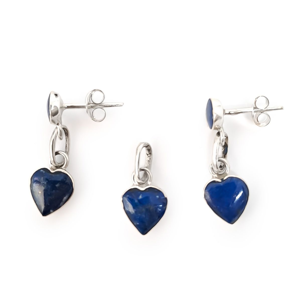 COGGIOLA - Set Corazón Colgante Aros Lapislázuli Plata Fina 950